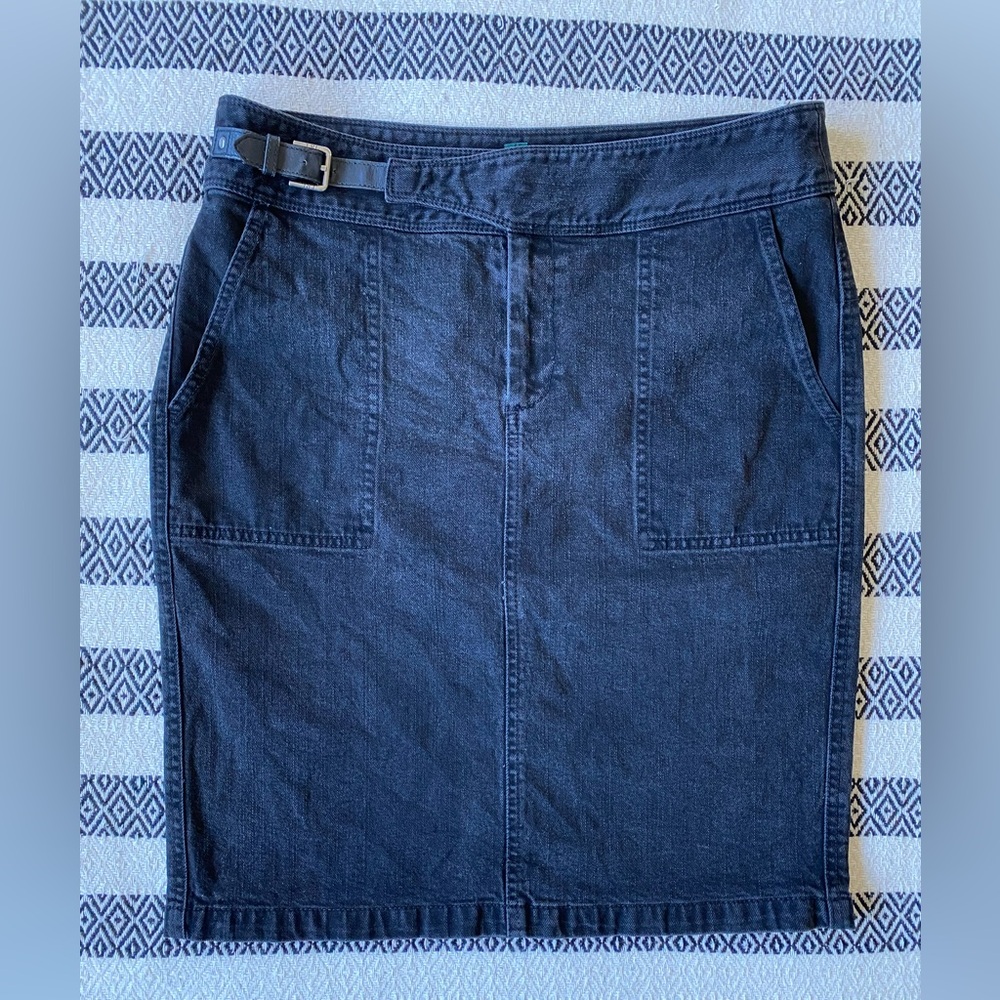 Lauren Ralph Lauren Black Jean Skirt with leather buckle